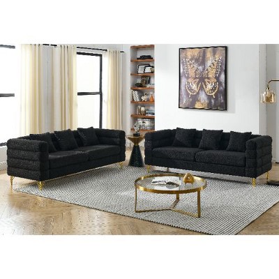CAVINAS Comfort Teddy Fabric Couches for Living Room, Oversized Sofa with Pillows, Deep Seating Sofa for Living Room, Bedroom