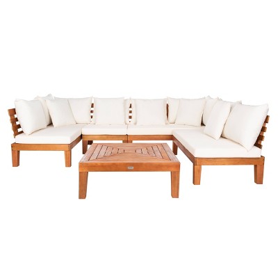 5pc Granton Living Set Teak/Beige - Safavieh