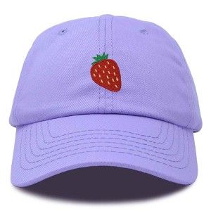 Dalix Strawberry Embroidered Cotton Dad Hat Fruit Adjustable Casual Baseball Cap Nature Womens - 1 of 4