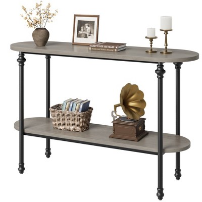 Whizmax Console Table, 43.3" Entryway Table with Storage, 2 Tier Sofa Table with Metal Frame and MDF,Behind Couch Table for Living Room, Hallway,Grey