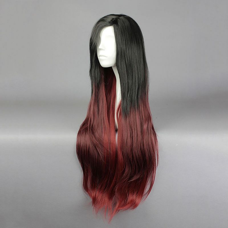 Unique Bargains Curly Women's Wigs 33" Black Gradient Red with Wig Cap, 3 of 7