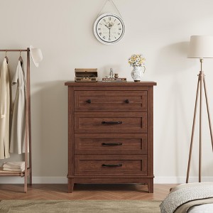 4 Dresser for Bedroom, 34.8" Tall Vertical Drawer Dresser with Large Storage, Freestanding Wooden Closet Chest - 1 of 4