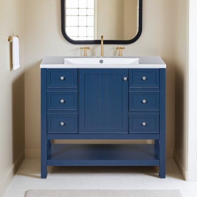36" Bathroom Vanity with Sink Combo, One Cabinet and Three Drawers, Solid Wood and MDF Board - Leovsnove