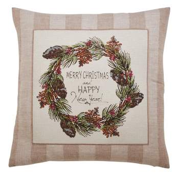 Saro Lifestyle Merry Christmas and Happy New Year Down Filled Pillow