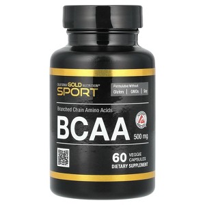 California Gold Nutrition BCAA, AjiPure® Branched Chain Amino Acids 2:1:1 with L-Leucine, L-Isoleucine, and L-Valine, 500 mg, 60 Veggie Capsules - 1 of 3