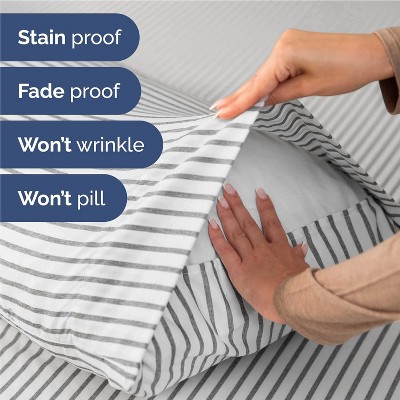 Twin Gray Striped Organic Microfiber Sheet Set