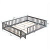 CAVINAS Kids Toddler Bed with Door,Full/Twin/Queen Size Floor Bed with Fence,Montessori Bed for Bedroom Playroom,Brown/White/Gray - 3 of 4