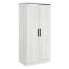 JUJABU 2-Door Wooden Wardrobe Armoire with LED, Hanging Rod and 4 Storage Shelves, - 2 of 4
