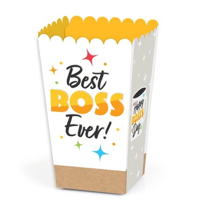 Big Dot of Happiness Happy Boss's Day - Best Boss Ever Favor Popcorn Treat Boxes - Set of 12