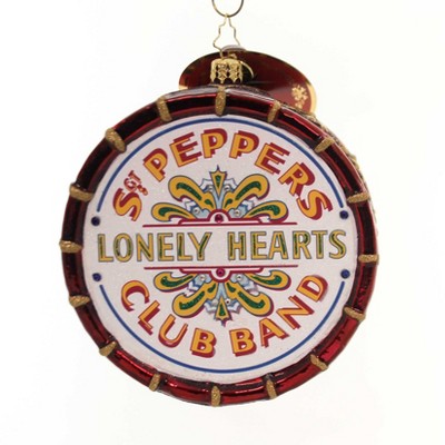 Christopher Radko 4.75" Beatles Large Sgt. Peppers Drum Lonely Hearts  -  Tree Ornaments
