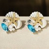 Starfish Shell Earrings for Women Pearl CZ Gold Plated Stud Style Beach Theme Ginger Lyne - 2 of 4