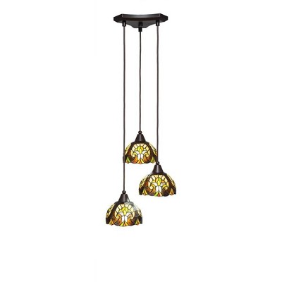 Toltec Lighting Europa 3 - Light Pendant in  Dark Granite with 7" Ivory Cypress Art Glass Shade