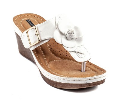 GC Shoes Flora Flower Comfort Slide Wedge Sandals
