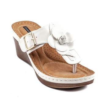 GC Shoes Flora Flower Comfort Slide Wedge Sandals