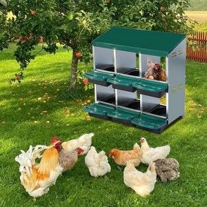 GAOMON Chickens Nesting Boxes with Bracket Legs, Roll Away Hens Nesting Box with Egg Collection, Perch, Lid Cover - 1 of 4