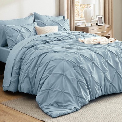 Bedsure | 5/7 Pcs Bed in a Bag Solid Diamond Pintuck Bedding Set for All Season