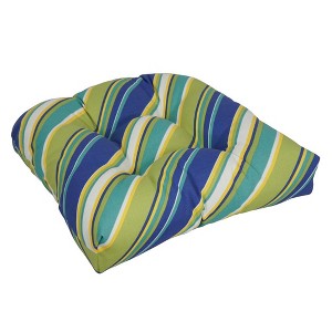 Blazing Needles, 19-inch U-Shaped Spun Polyester Outdoor Tufted Dining Chair Cushion - 1 of 2