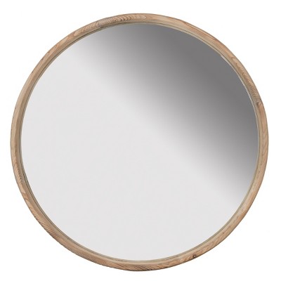 GlasFlength Decorative Wall Mirrors Wall Art Wall Mirror Classic Mirror Decorative Circle Mirror Vanity Mirror for Living Room, Brown, 27.6"*2"*27.6"