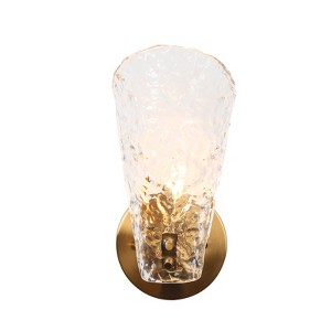 LNC Azfenro Polished Gold and Texture Glass Modern/Contemporary  Vanity Lights, 1 Light/2 Light/3Light - 1 of 4