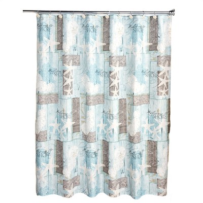 Lakeside Welcome to the Shore Coastal Icons Shower Curtain with 12 Ring Holes
