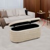 DOMETOUR Light Tan Chenille Living Room Storage Ottoman -Upholstered Footstool with Hidden Compartment - 2 of 4