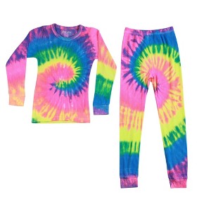 Just Love Girls Tie Dye Two Piece Thermal Underwear Set - 1 of 3