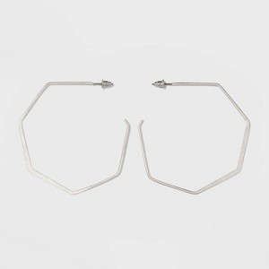 Open Flattened Hexagon Hoop Earrings - Universal Thread Silver, Women