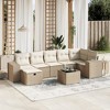 vidaXL 8 Piece Patio Sofa Set with Cushions Beige and Cream Poly Rattan - With Table - 2 of 4