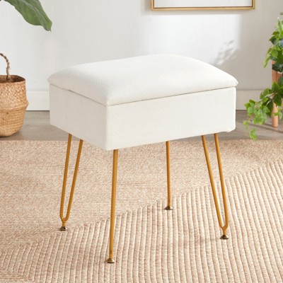 GlasFlength Accent Chairs Backless, Simple and Relax Stools, Kitchen Breakfast and Dressing Table Stool，Storage，White，42"*32"*48"