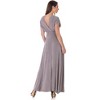 24seven Comfort Apparel Womens Flutter Sleeve Metallic Knit Maxi Dress Front Slit Empire Waist - 3 of 4