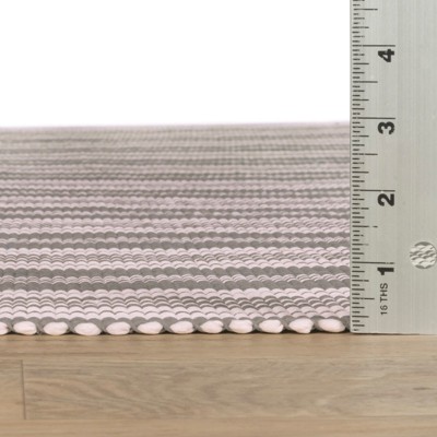 Grey and Ivory Stripe Handwoven Synthetic 4' x 6' Area Rug