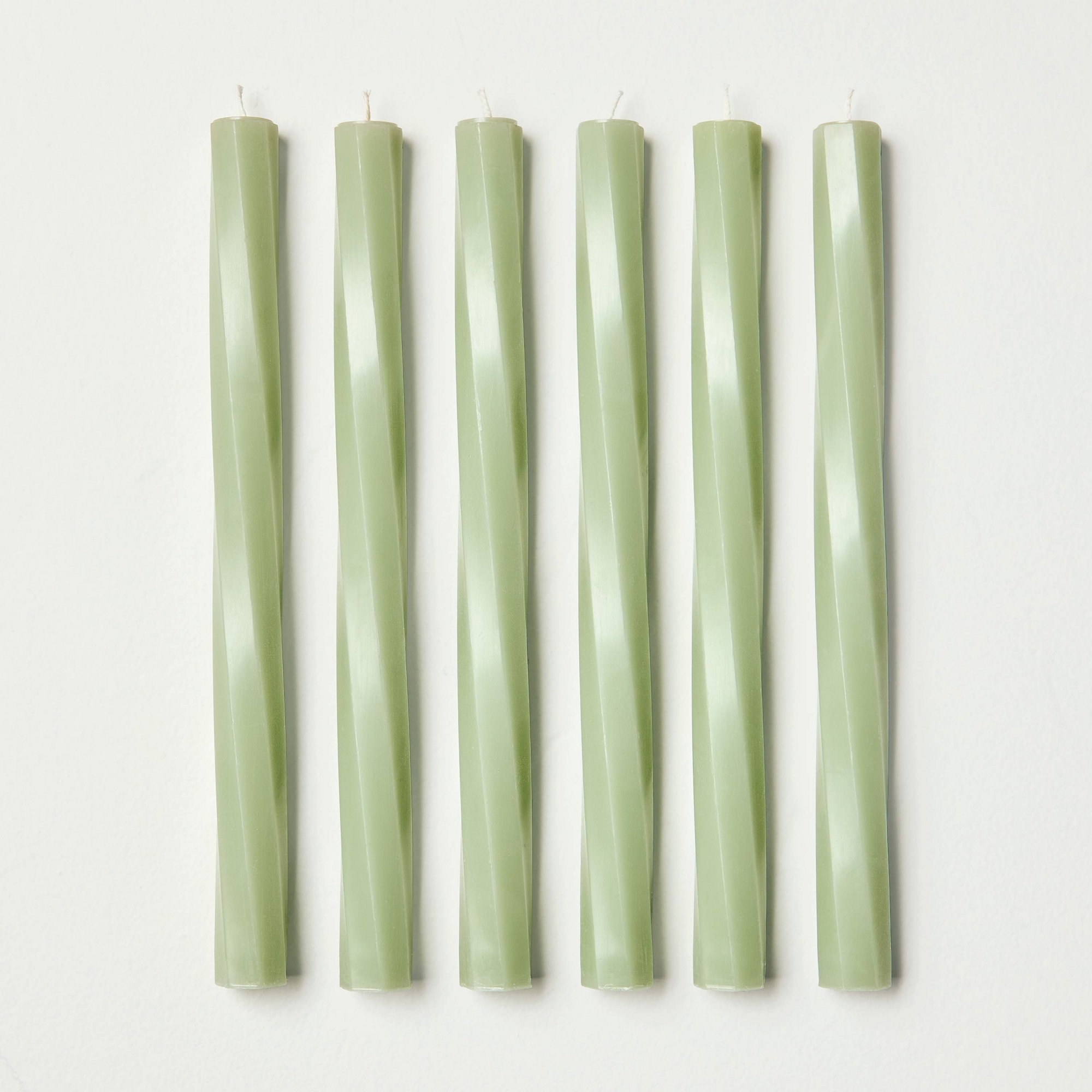 6pk 10" Soft Twist Unscented Taper Candles Pastel Sage - Hearth & Hand™ with Magnolia