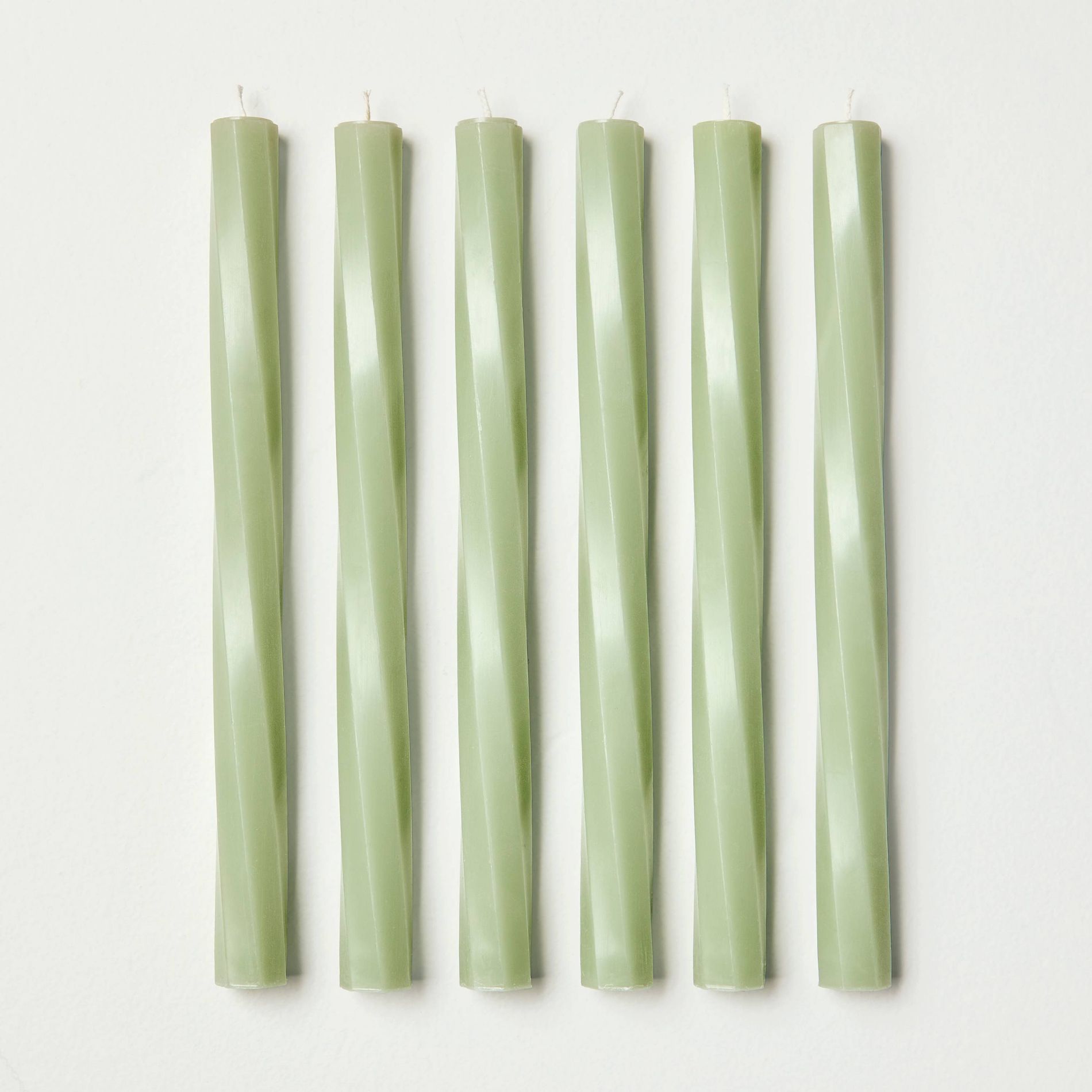 6pk 10" Soft Twist Unscented Taper Candles Pastel Sage - Hearth & Hand™ with Magnolia