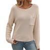 Womens Loose Fit Pullover Sweater Long Sleeve Round Neck Lightweight Pullovers Crop Rib Knit Tops Lounge Outfits Off Shoulder Knitwear - 2 of 4