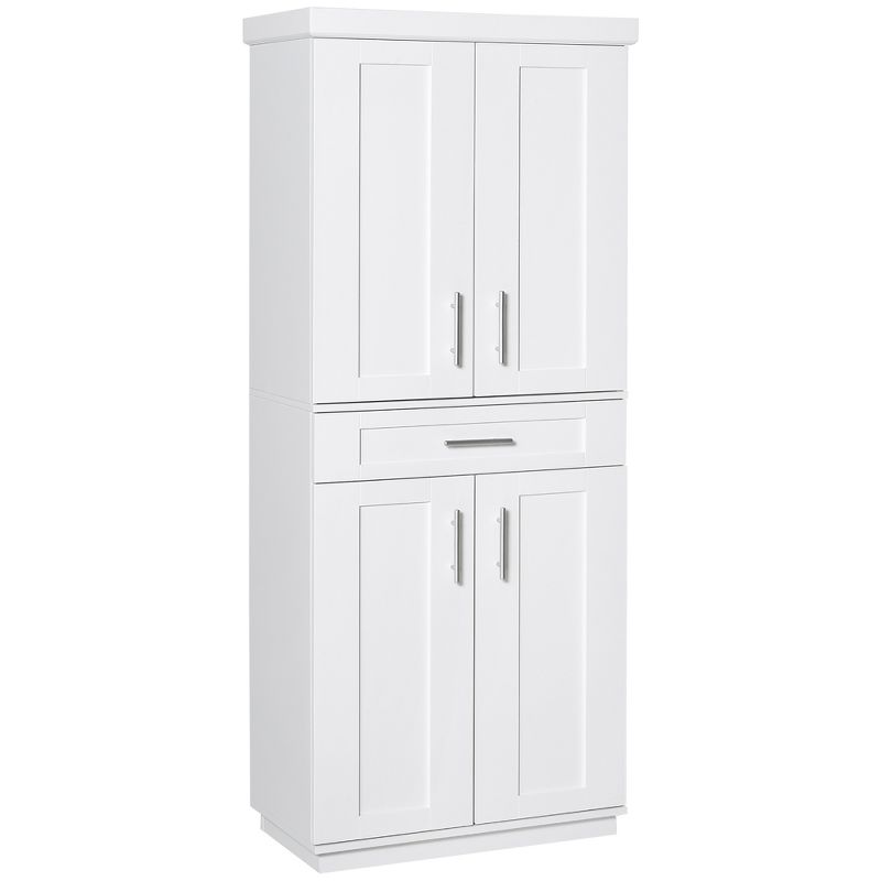 HOMCOM Modern Kitchen Pantry Freestanding Cabinet Cupboard with Doors and Drawer, Adjustable Shelving, 1 of 7