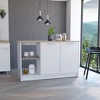 Vynxaria Kitchen Island with Spacious Top, Double Door Cabinet & Open Shelves - 3 of 4