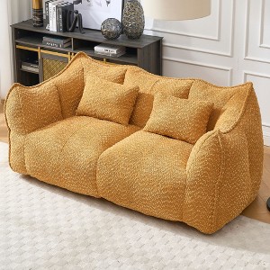 NicBex Chenille Bean Bag Chair with High-Resilience Foam and 2 Seats,Lazy Sofa Chair with Handle Design and Armrest,Lounge Chair for Living Room - 1 of 4