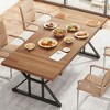 Gulches Rustic Farmhouse Series Modern Farmhouse Vintage Brown White Thick Solid Wood 70 in Trestle Base Dining Table Seats 6 - 2 of 4