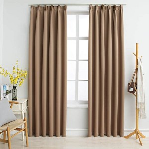Aghana Digitals 2-Pack Taupe Blackout Curtains 55.1x88.6", 100% Polyester with Metal Hooks for - 1 of 4