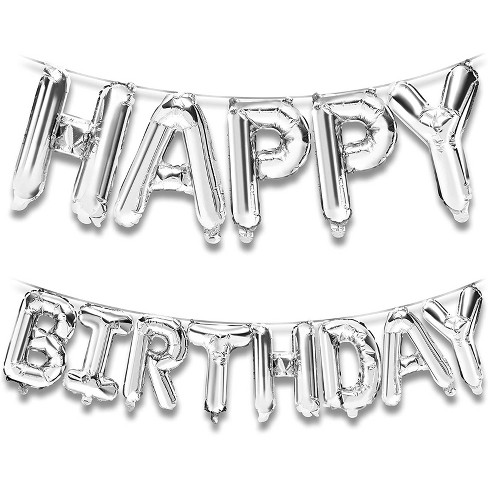 zij is zuur dienen Sparkle And Bash "happy Birthday" Balloons Banner For Party Decorations (16  In, Silver Foil) : Target