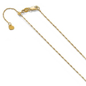 Black Bow Jewelry 1 mm Adjustable Singapore Chain Necklace in 10K Yellow Gold, 22 Inch - 1 of 4