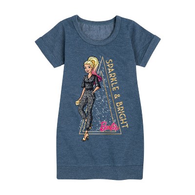 - Barbie - Sparkle And Bright Barbie Graphic Short Sleeve Fleece Dress