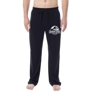 Jurassic Park Mens' Movie Film Park Logo  Sleep Pajama Pants Black - 1 of 4