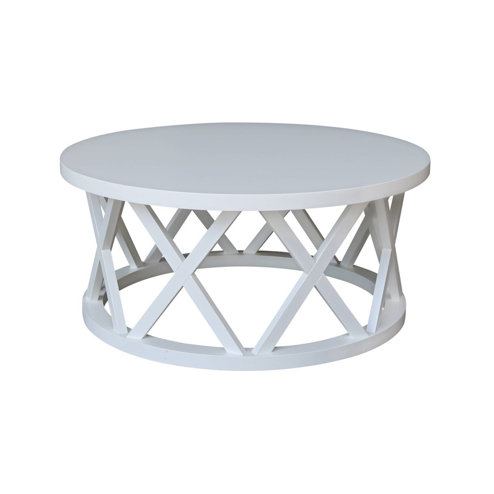 Photos - Coffee Table 40" Ceylon Round  White - International Concepts: Solid Wood,