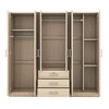 6-Doors Wooden Wardrobe Storage for Bedroom, with Big Drawers, Brown - 2 of 4