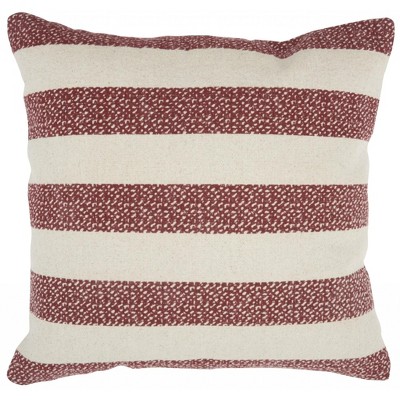 HomeRoots Red And Ivory Stripes Throw Pillow