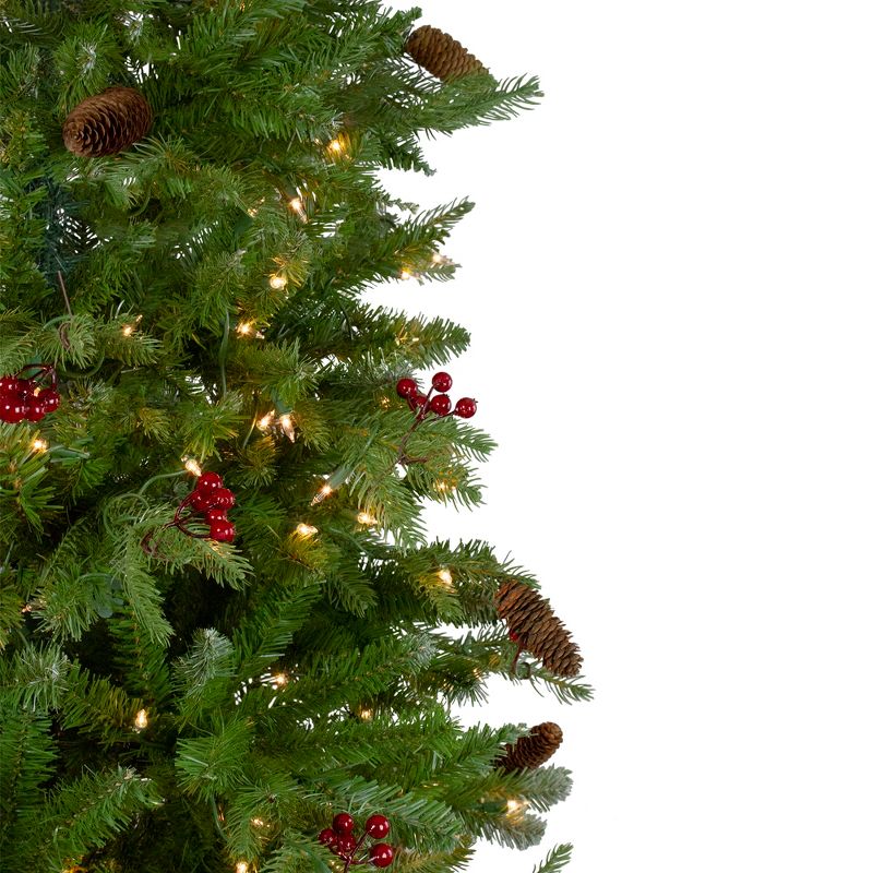 Northlight Real Touch™️ Pre-Lit Medium Mixed Winter Berry Pine Artificial Christmas Tree - 6.5' - Clear Lights, 6 of 11