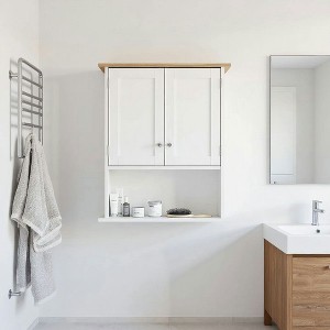 Resenkos Wall Mounted Modern Bathroom Cabinet - 2 Doors & Adjustable Shelf, White - 1 of 4