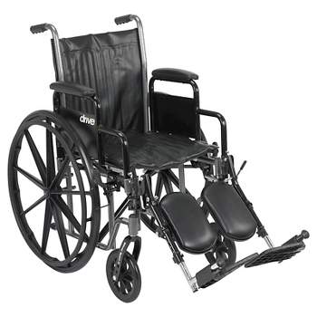 Drive Medical Silver Sport 2 Wheelchair, Detachable Desk Arms, Elevating Leg Rests, 18" Seat