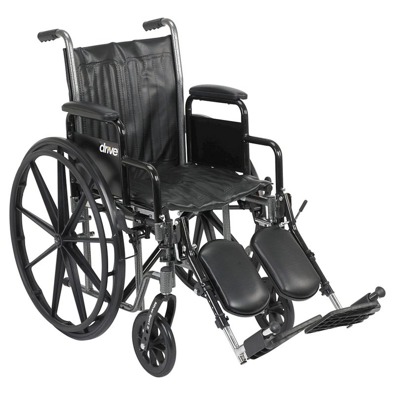 Drive Medical Silver Sport 2 Wheelchair, Detachable Desk Arms, Elevating Leg Rests, 18" Seat, 1 of 4